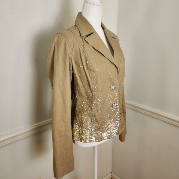 Vtg Y2K Blazer Jacket Size Medium Juniors Fairy Sequin Embellished Career Office - Picture 5 of 13